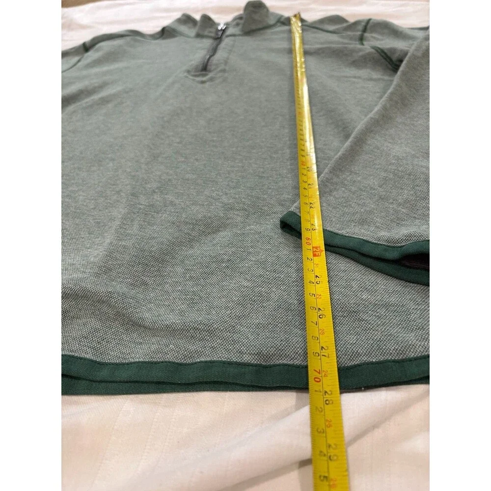 Tommy Bahama Men’s Quarter Zip Pullover Green Gray Long Sleeve Golf Sweater
